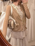 Fine-Flash Short Knitted Open-Shirt Fake Tie Strapped Breast Sling Cotton Bow Top Femininity Commuting