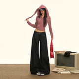 Autumn And Winter New Red Buckle Eyes Low-Waist Loose A-Shaped Washing Water Original Trend Of Cowgirl Broad-Legged Trousers