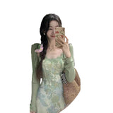 EI Yao [Flowering Half Summer] New Chinese Retro Floral Dress Women's Summer Sling Skirt Two-Piece