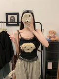 790# Sweet Age-Reduced Sling Vest Autumn And Winter New Plush Puppy Lace Lace Lace On The Bottom Of The Dress