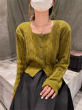 Small Fragrant Temperament Square Knitted Shirt Women Autumn And Winter Single Buckle Sweater Thin Coat Women's Short Coat