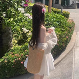 Little White Dress Women 2026 Spring New Sling Dress Four-Sided Bomb To Collect Waist Thin Inside And Outside Wearing Short Skirt