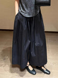 Black Sky Silk Ice Silk Linen Broad Leg Skirt Women's Summer Thin High-Waist Loose Apparent Thin Lazy Cotton Tanscreen Trousers