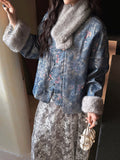 New Chinese Embroidered Cotton Suit New Wool Collar Plus Thick New Year's Clothing Women's Coat National Wind Top Coat Winter