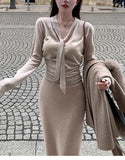 Autumn And Winter Mate Group / Tie All Clothes Tie And Fishtail Skirt Wool Knitwear Half Skirt