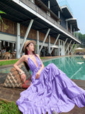 2026 Pure Lust Wind Hanging Back Line Fairy Dress Woman Seaside Lotus Leaf Side Hanging Dress