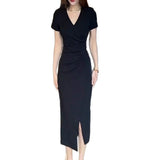 French Hepburn Black Sexy Dress 2025 New Women's Summer Irregular Design Feel Waist-Up Dress