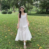 Fashion College Student Dress Literary Retro Plaid Loose Short-Sleeved Shirt + White Dress Two Sets Of Ocean