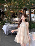 Holiday Wind Seaside Necromanite Hanging Neck Doll Dress Woman New Summer Gold Temperament Dress