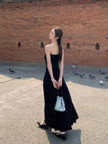 Black Floral Sling Dress Woman Early Spring New French Style Sexy Ass Skirt Dress Skirt