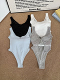 940# Spice Girls Pure Lust Wind U Collar One-Piece Vest Women Slimming Summer Bare Back One-Piece Chest Mat