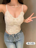 10161# Early Autumn New Pure Sexual Lust Sexy Lace Plus Velvet Sling Vest Women Body Body Integrated With Chest Pad Inside