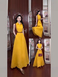 Fashion Yellow Temperament Niche Sleeveless Dress 2025 Summer New Port Wind Beautiful Waist Long Dress Woman