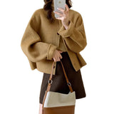 Round Collar Short Double-Sided Wool Coat Woman 2025 Winter Korean Version Of Loose Temperament Small Fragrant Hair Coat Korean