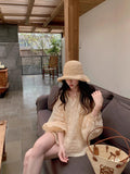 Early Summer Small White Flowers High Linen Lace Doll Set Women's Summer Thin Casual Shorts