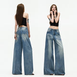 Vintage Summer Heavy Lifting Bamboo Festival Fabrics Casual Loose Broad Leg Drag Jeans